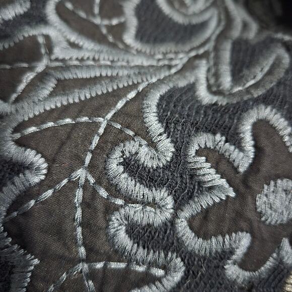 Paparazzi Biz Embroidered Asymmetric Cardigan Jacket Black Duster Cotton Medium - Picture 10 of 16